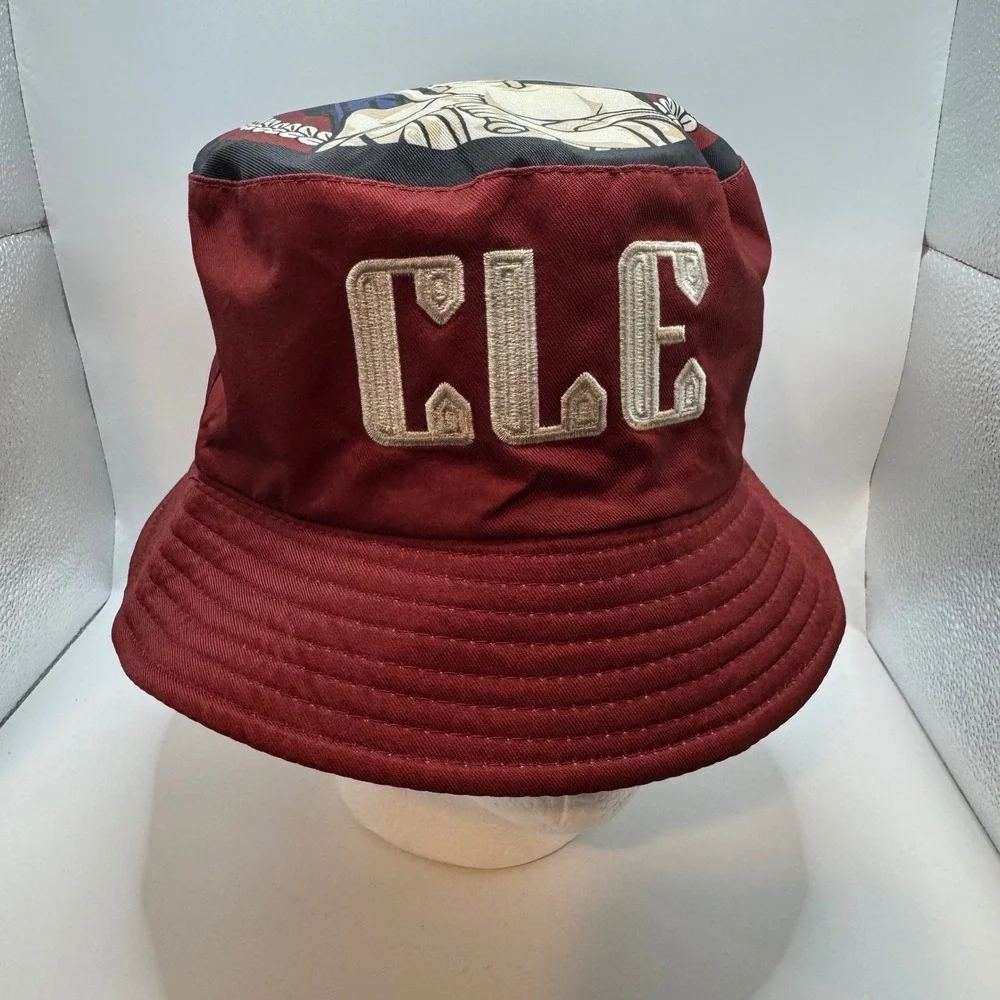 Cleveland Guardians OS Bucket Hat Unisex Navy Burgundy Reversible CLE Graphic